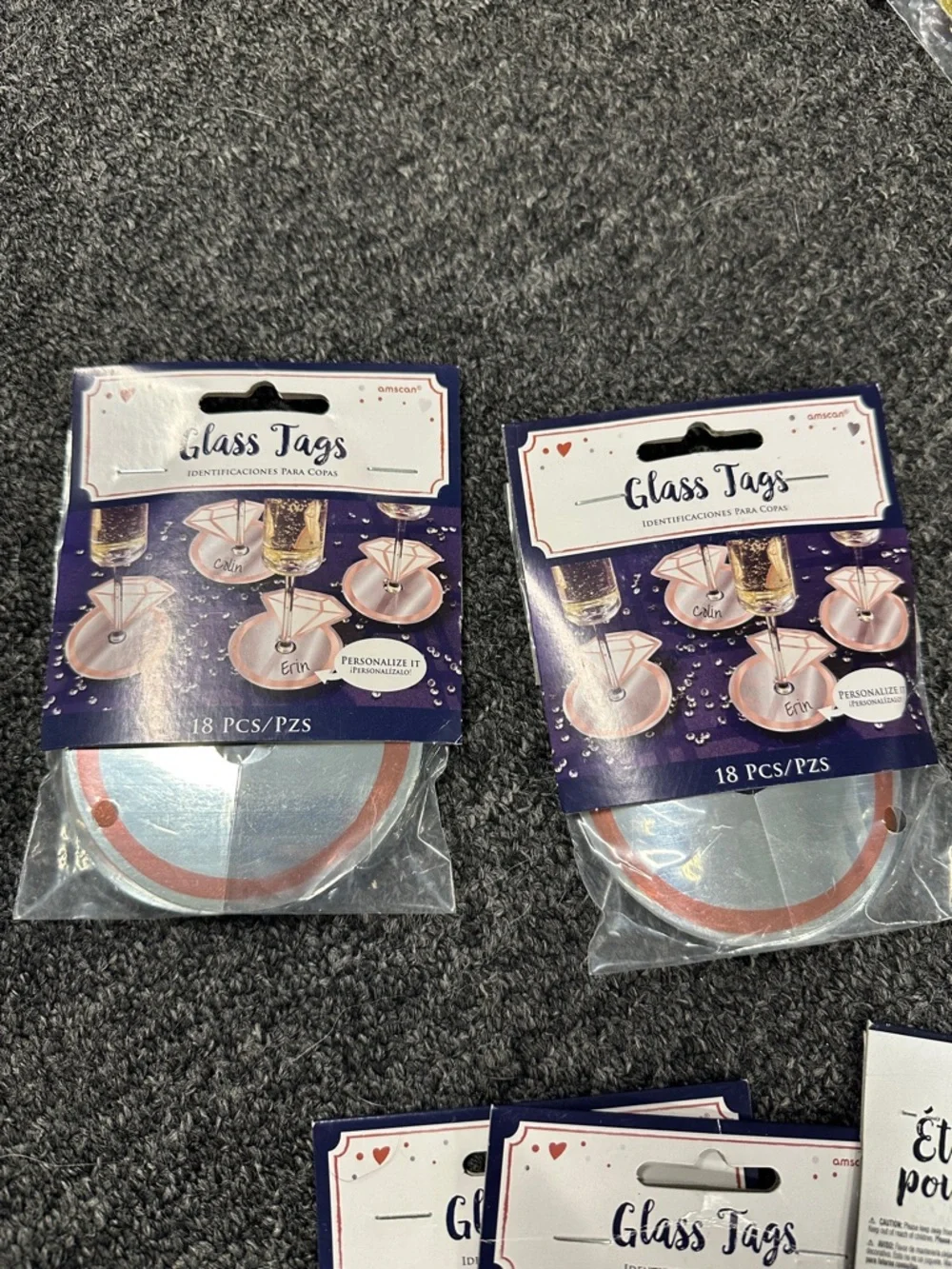 Glass Tags Wine Glass Identifiers - Silver & Rose Gold (18 pcs)